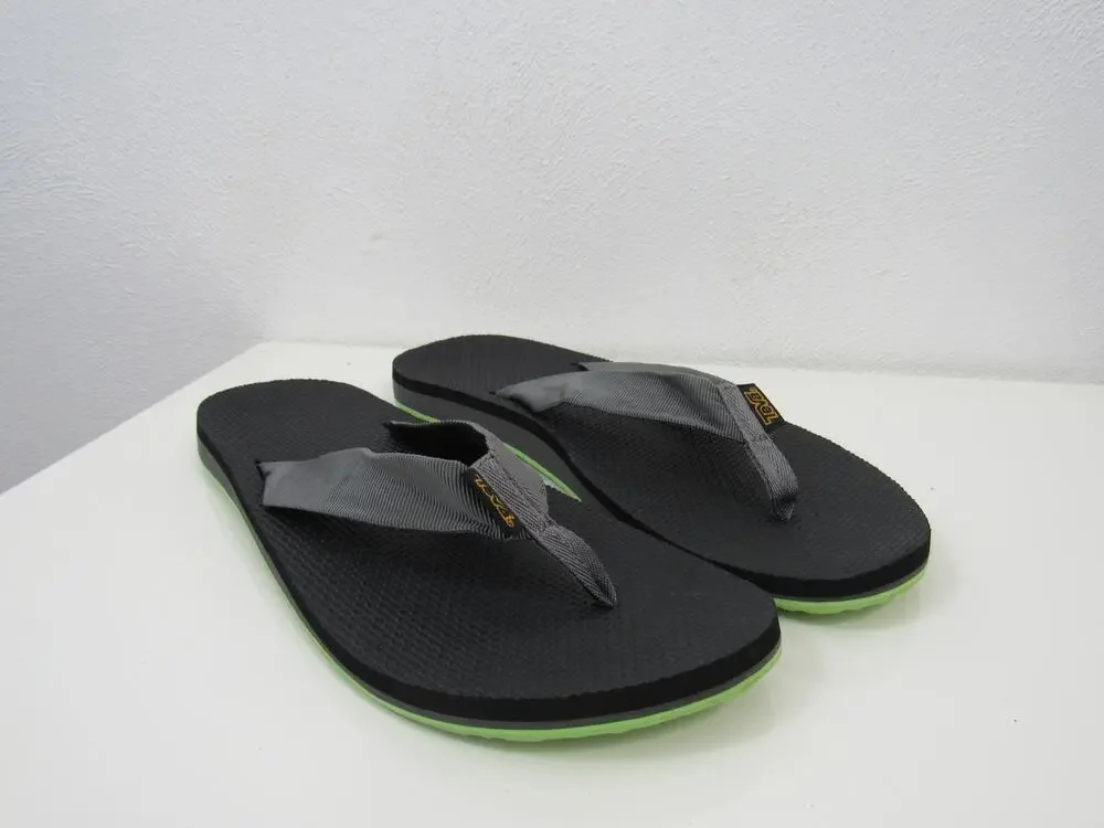 Teva USA 13 Men's Original Flips Black Neon Green Yellow Gray Flip Flop Sandals